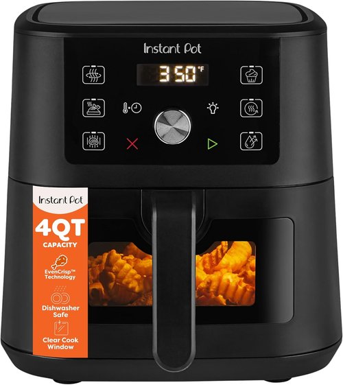 Instant Pot 4Qt Vortex Mini Air Fryer - 6-in-1 Versatility with Custom Programs | Black, 4 Quarts