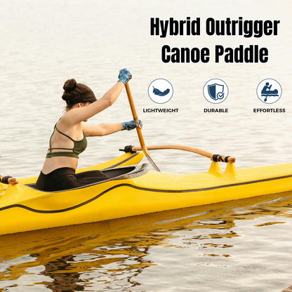 LINGVUM Hybrid Outrigger Canoe Paddle with Wooden Shaft and Carbon Fiber Blade, Lightweight and Durable OC Paddle, 48"