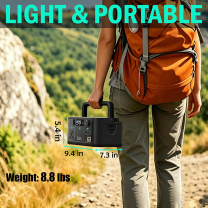Arkpax Portable Power Station 300W, 600W Peak Backup LiFePO4 Battery, 192Wh Solar Generator with 120V Pure Sine Wave AC Outlet for Camping Emergency Travel Outdoor Home Blackout