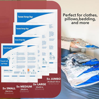 Vacuum Seal Bags - Skiennix Travel & Home Storage | 36-Pack with Electric Pump for Compact Clothing & Bedding