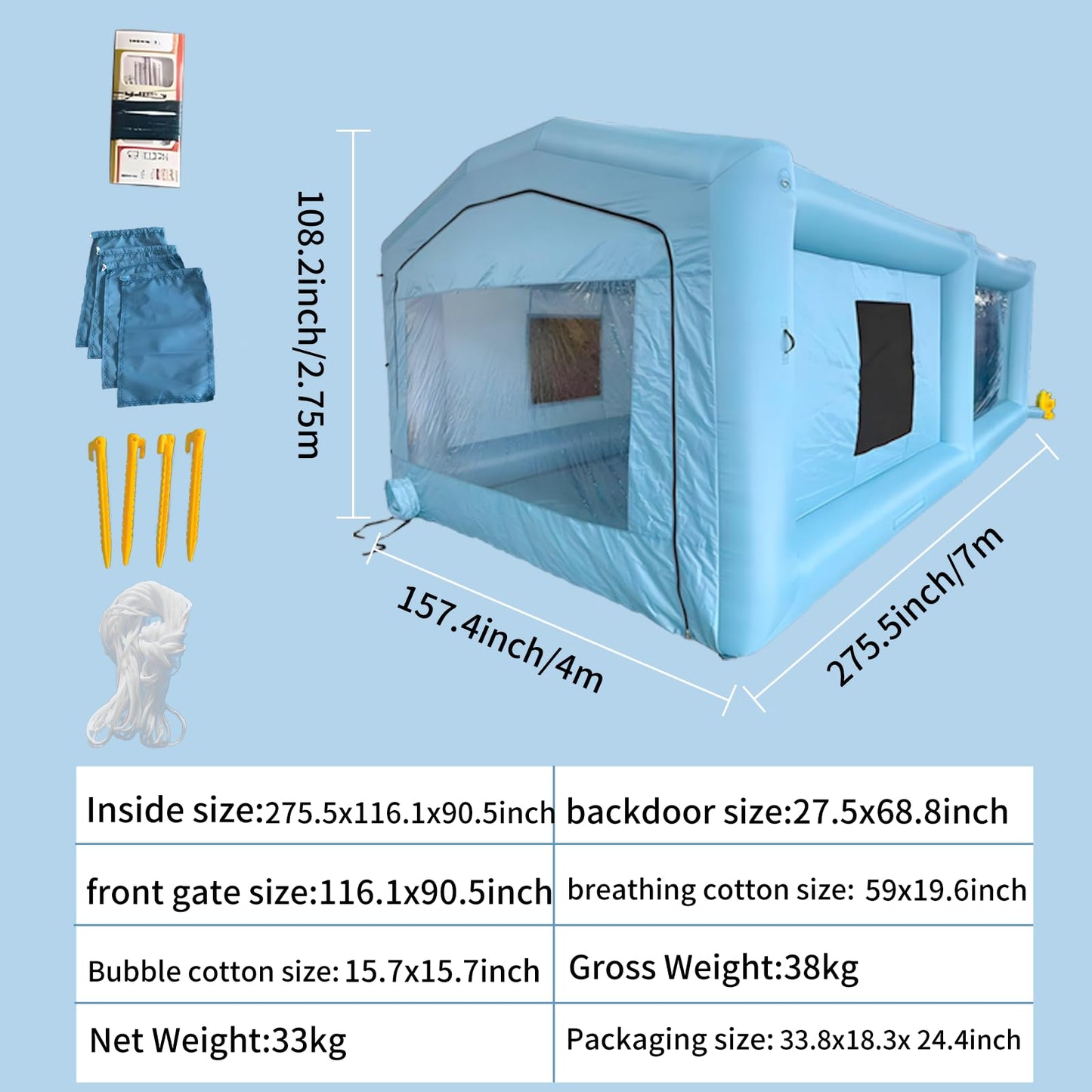 COIIOI 23x13x9FT Inflatable Paint Booth, Spray Paint Tent with 750W+550W Blowers and Air Filter System, Blow up Paint Booth for DIY, Auto Refinish, Mobile Detailing,Motorcycle Garage
