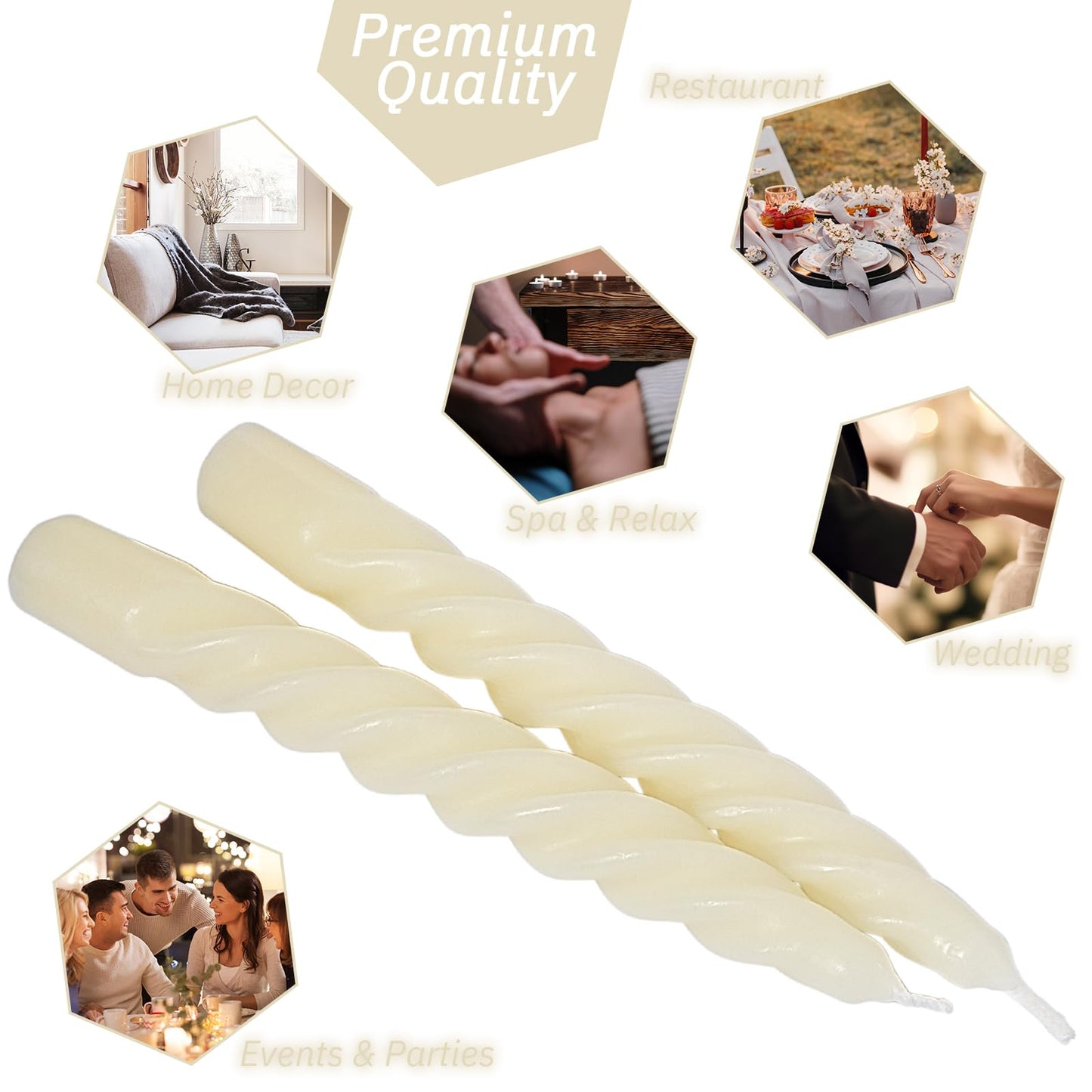 Beeswax White Spiral Candles 7", Natural Beeswax Taper Candle Twisted Taper Candles Set of 4,Dripless White Candlesticks,Clean Burning Unscented Candle Sticks for Christmas Home Dinner Wedding