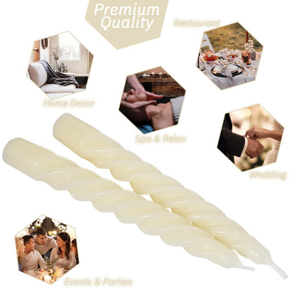 Beeswax White Spiral Candles 7", Natural Beeswax Taper Candle Twisted Taper Candles Set of 4,Dripless White Candlesticks,Clean Burning Unscented Candle Sticks for Christmas Home Dinner Wedding