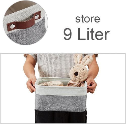 DECOMOMO Small Storage Baskets - Organize Your Closet with Grey & White Bins | 6 Pack