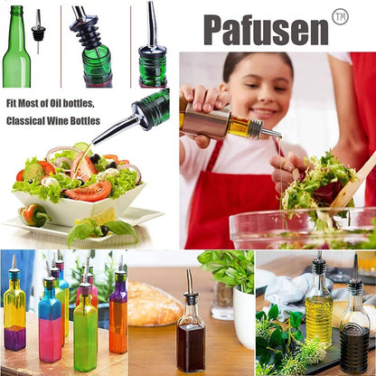 Pafusen 6 Pack Liquor Bottle Pourers, Liquor Pour Spout for Liquor Bottles, Stainless Steel Olive oil Dispenser Spout, Alcohol Pourer Spouts Dust Caps Covers, Sliver