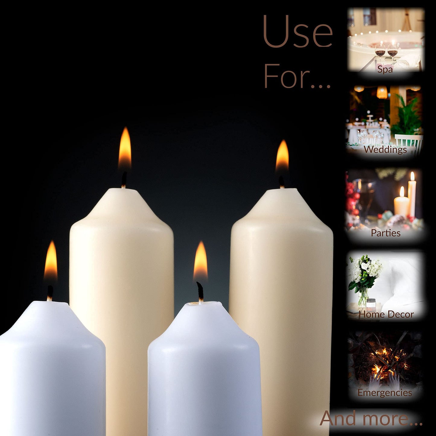 SPAAS Ivory Pillar Candles - 20 Pack | 1.5x4 Inch Bulk, Dripless Dinner Candles | Unscented for Home Decor, Memorial, Vigil, Parties, Wedding, Decorative Lantern