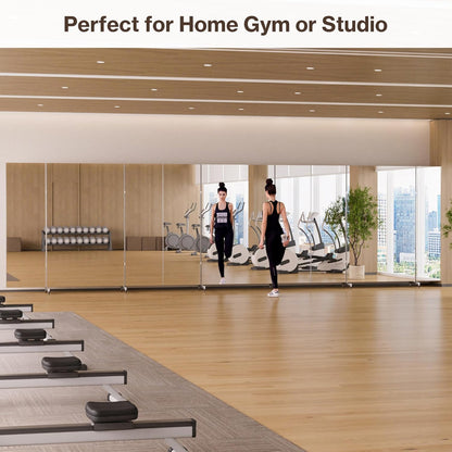 brisafe Full Length Stand Up Mirror on Wheels,75''L×95''W,Large Tri-Fold Floor Mirror with Stand,Movable 3-Way Full Length Standing Mirror for Gym, Dance Studio, Fitness Room, and Home (Silver)