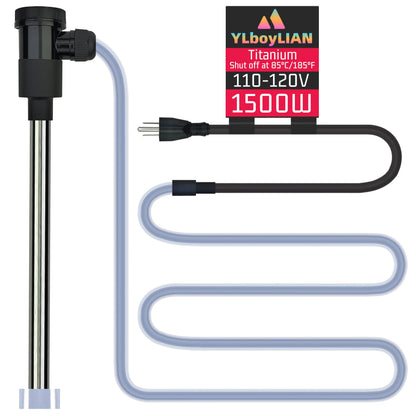 YLboyLIAN 1500W Titanium Immersion Water Heater for Pool & Hot Tub – Portable Electric Submersible Heater with Temp Control, Auto Shut-Off &WiFi Timer for Spa, Bathtub, Above Ground Pool and Baptistry