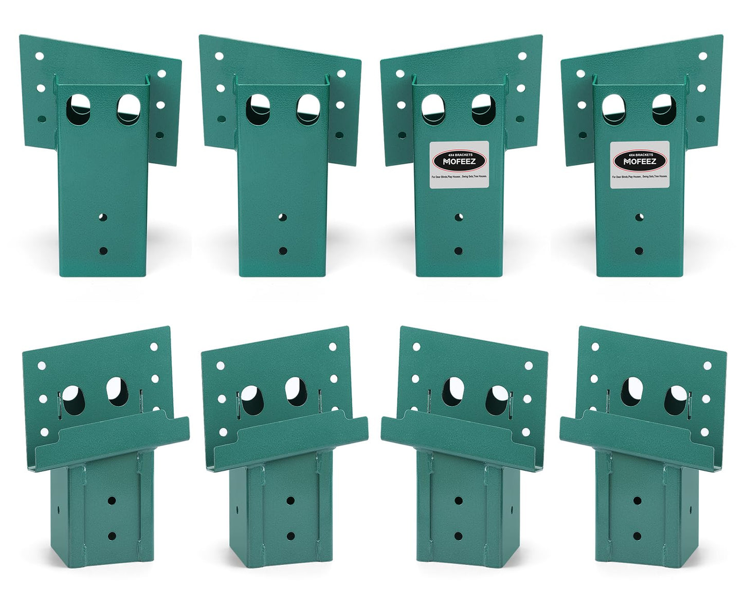 MOFEEZ Deer Stand Brackets 4x4, Heavy Duty Elevator Bracket with Powder Coated for Deer Blind, Outdoor Hunting Platform, Blind Box, Treehouse, Shooting Shack, Over 2000 lb Capacity, Green, Pack 8