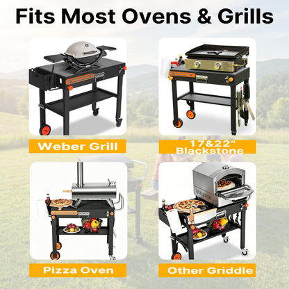 Foldable Heavy-Duty Grill Cart, Blackstone Stand Compatible with Blackstone 17/22”Griddle, Grill Table Designed for Outdoor and BBQ Enthusiasts, Easy to Move, Ideal for Camping and Backyard Party