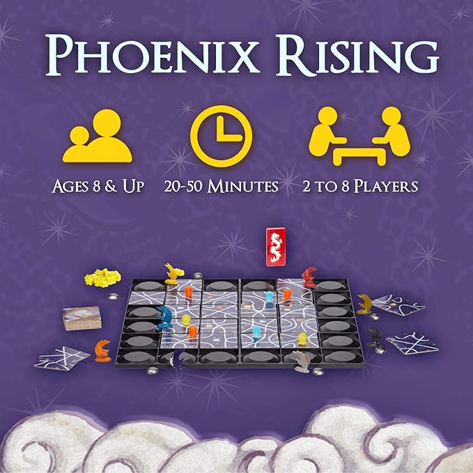 Tsuro Phoenix Rising – Award-Winning Fantasy Strategy Game with Set Collection and Magical Powers | Tile-Laying Adventure for 2–8 Players Ages 8+ | 30–50 Minute Gameplay