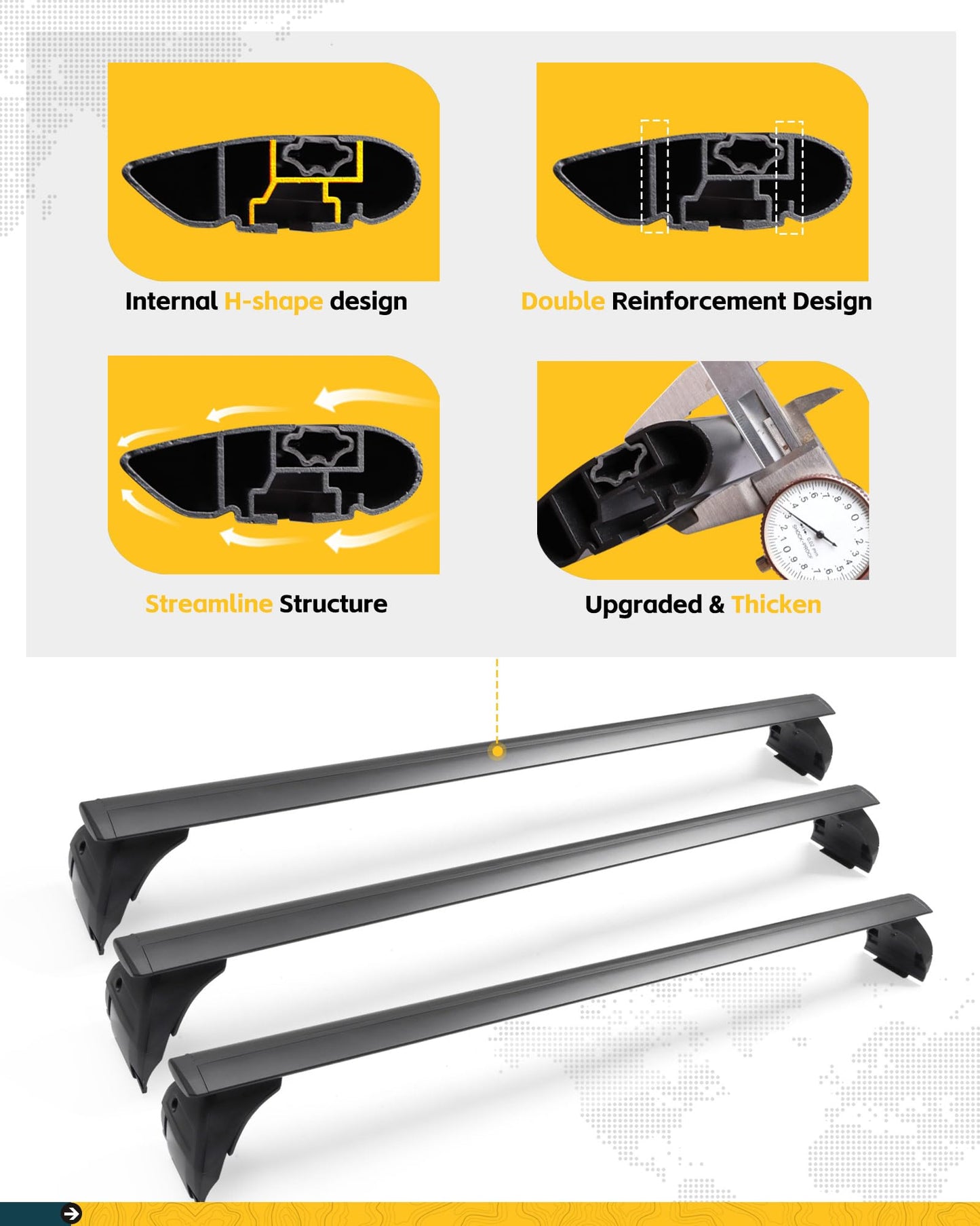 Trumgeta 330lbs Heavy Duty Roof Racks 3PCS Fit for Jeep Wrangler JK JL Gladiator JT 2007-2026 Hard Top 2 & 4 Door W/Anti-Theft Lock Cross Bars for Tent Travel Bike Kayak Snowboard