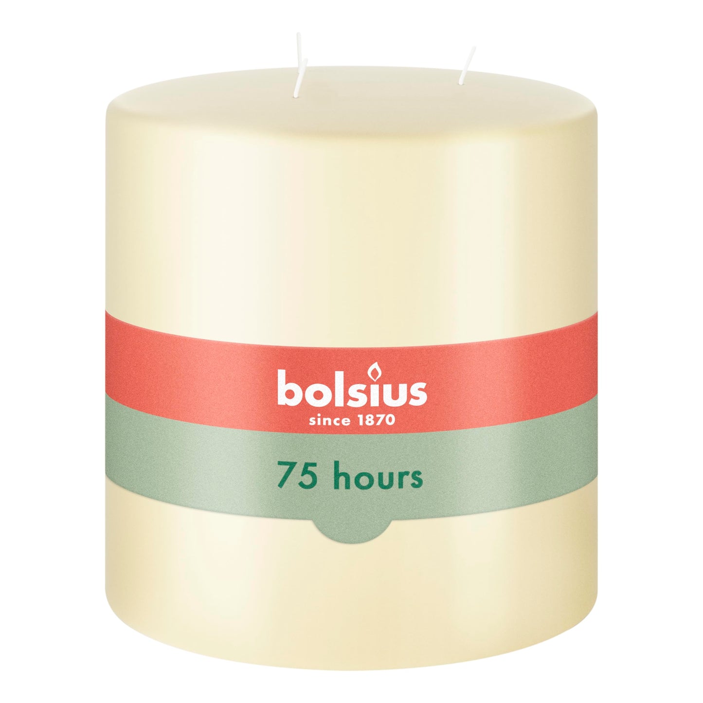 BOLSIUS Three Wick Big Pillar Candle Ivory – 6x6 Inches - Premium European Quality - 75 Hours Burn Time - Relight Unscented Large Pillar Candle - Smooth & Smokeless Flame - Wedding, & Party Candle