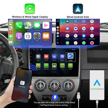 2+32G Android 12 Double Din Car Stereo for Compass Patriot 2007-2009 with 10.1 Inch Touchscreen Radio Built-in Wireless Carplay/Android Auto/GPS/WiFi 6/Bluetooth 5.4/FM/AUX-in/SWC/Backup Camera