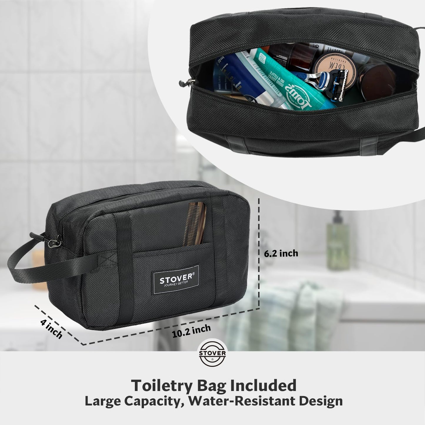 STOVER 45/80/100L Rolling Duffel Bag with Wheels, Large Durable Travel Duffle + Toiletry Bag, Heavy Duty, Packable, Foldable with Shoulder Straps- Use as Luggage or Backpack, Men/Women (Green)