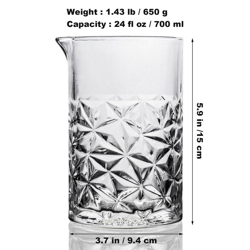 Cocktail Mixing Glass, 24 FL OZ Crystal Stirring Glass, Durable Thick Bottom Heavy Base Design, Bartender Gifts for Men, Elegant and Functional Home Barware Tools