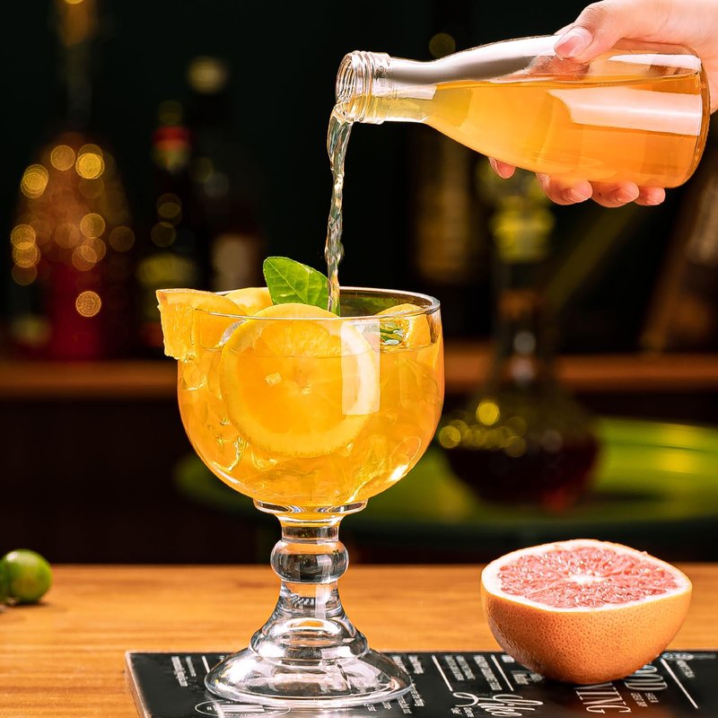wookgreat Schooner Beer Glasses 21.5 Oz Set of 4, Extra Large Margarita Glass With 4 Color Clips, Shrimp Cocktail Goblet, Large Stemmed Glasses With Thick Bottom, Crystal Clear Bar Glassware