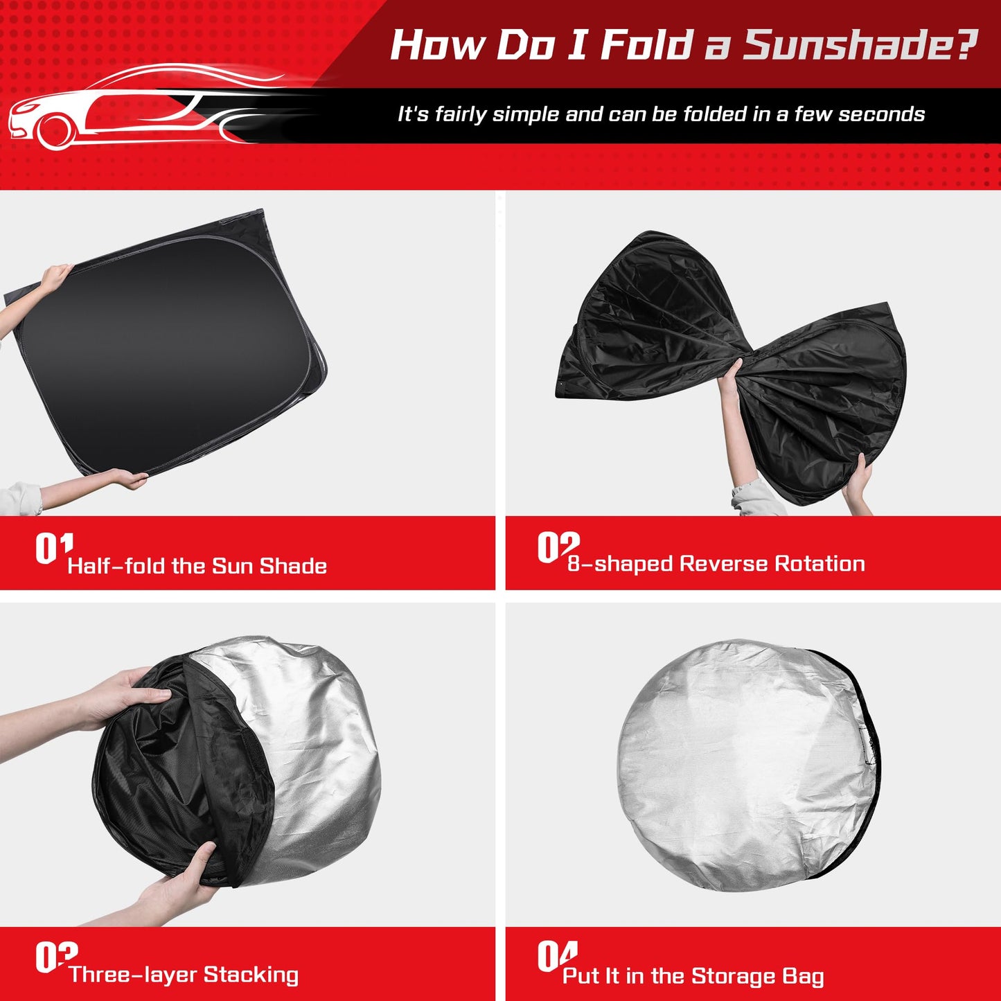 ARISMOTOR Windshield Sun Shade for Ford F-150 F150 2021-2025, Custom Fit Foldable Front Window Sunshade Sun Visor Protector, Block UV Rays Keep Your Car Cooler
