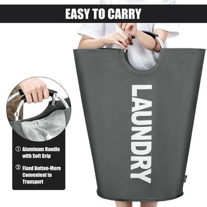 DOKEHOM Large 82L Laundry Basket - Collapsible Freestanding Hamper in Dark Grey