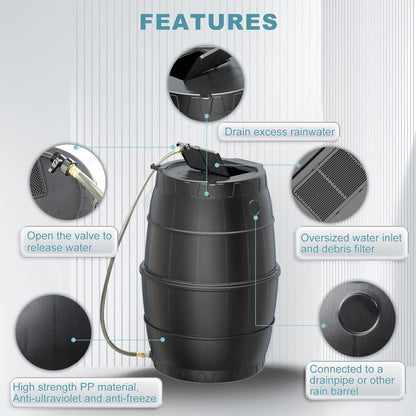 50 Gallon Rainwater Collection Barrel with Stand