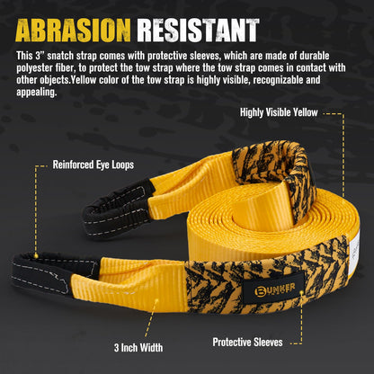 BUNKER INDUST Off-Road Traction Boards with Jack Lift Base (Gen 9) Orange + 3" x 30ft Tree Saver Winch Strap 35,000 lbs Recovery Straps