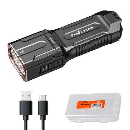 Fenix TK28R Tactical Flashlight, 6500 Lumen LED Rechargeable Flashlight with Red Light, USB Fast Charging, IP68 Waterproof, Long Throw 437 Yards for Law Enforcement & Outdoor with Lumentac Organizer
