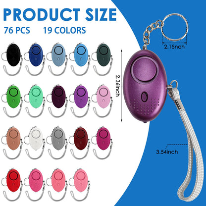 Kanayu 76 Pcs Personal Alarm Bulk 130DB Safe Sound Emergency Safety Self Defense Security Alert Keychain with Led Light Personal Protection Alarm for Women Girls Kids Elderly (Mixed Colors)
