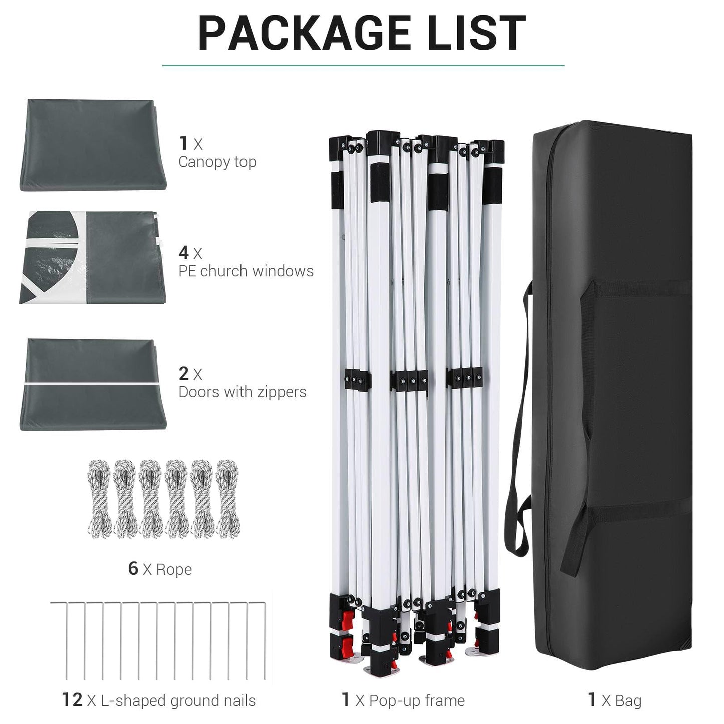 COBIZI 10x20 Pop Up Canopy with 6 Sidewall, Commercial Canopy UPF 50+ Waterproof Outdoor Gazebo with Carry Bag, Tents for Parties with Upgrade Frame, 3 Height Adjustable, Classic Grey