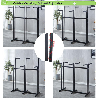 FKKPRVAX Floor Standing Metal Garment Rack - Heavy Retail Display Racks With Wheels, 6 Arms Clothing Rack, Square Tubing Portable Shirt Racks, Merchandise Display For Hanging Clothes (Black)