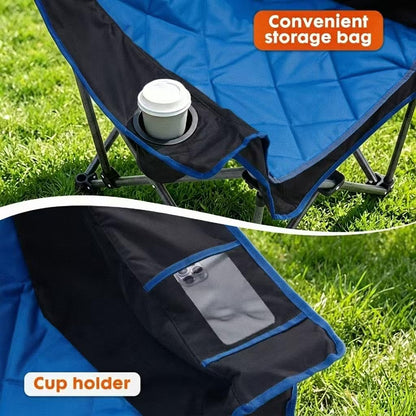 EMERIT 2 Pack Oversized Padded Camping Chairs, Heavy Duty 450 LBS Capacity Outdoor Folding Quad Chair with Cup Holder, Portable for Camping, Tailgating, Sports, Backyard & Patio, Black