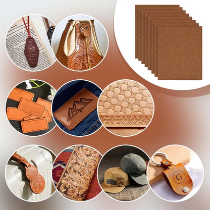 OLYCRAFT 9Pcs 10.2x12.6 Inch Peru Brown Faux Leather Sheets Large Size Laserable Leatherette Sheets Laser Engraving PU Leather Blanks Leatherette Iron on Hat Patches for DIY Hat Patches Keychain