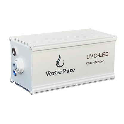 VerterPure VP2 Mini UV-C LED Ultraviolet Water Filter Purifier, Reduce up to 99.99% of Contaminants at Flow Rate 0.52GPM, Smart On/Off Switch, 12V DC for RV Boats Off-Grid Livings, Mercury Free