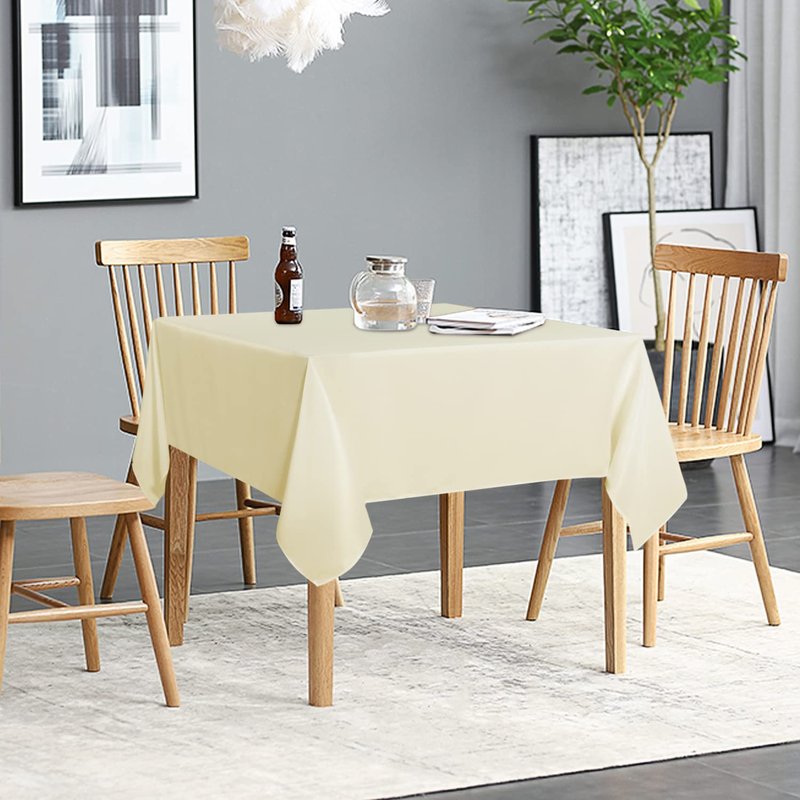 sancua 2 Pack Beige Tablecloth 54 x 54 Inch, Stain and Wrinkle Resistant Square Table Cloth - Washable Polyester Table Cover for Dining Tables, Buffet Parties and Camping