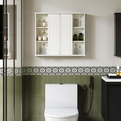 FFBCFDK Bathroom Medicine Cabinet Mirror 28.3 x 23.8 inch Bathroom Mirror with Storage Wall Mounted Medicine Mirror Cabinet Wood Organizer with 2 Door Surface Mount Farmhouse Storage Cabinet