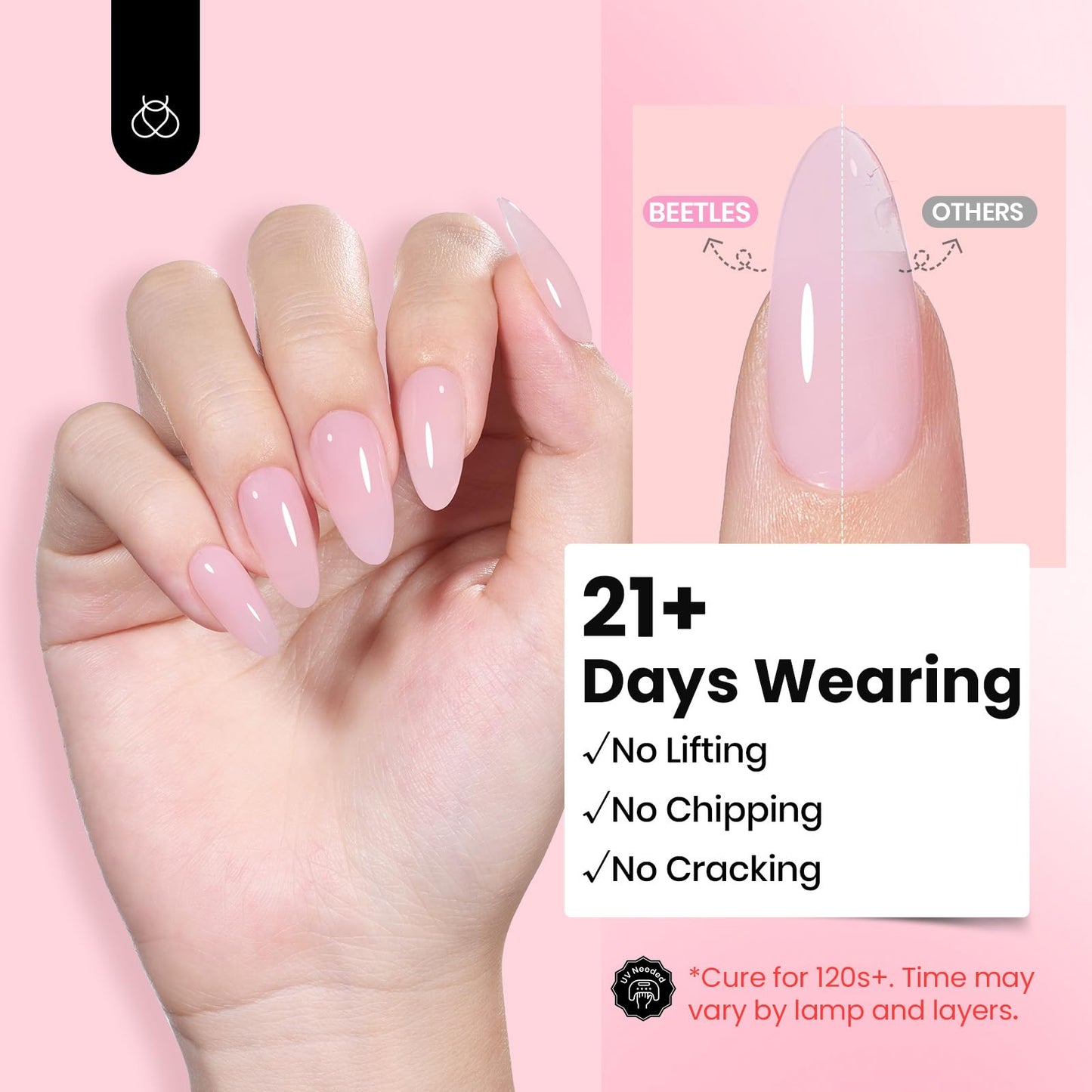 Beetles Hema Free Hard Gel for Nails,2.12 oz 9 in 1 Hard Gel for Nail Extension & Strengthening Broken Nail Repair with Flat Brush 100 Pcs Nail Forms UV LED Lamp Cured Salon Nail Technicians Women