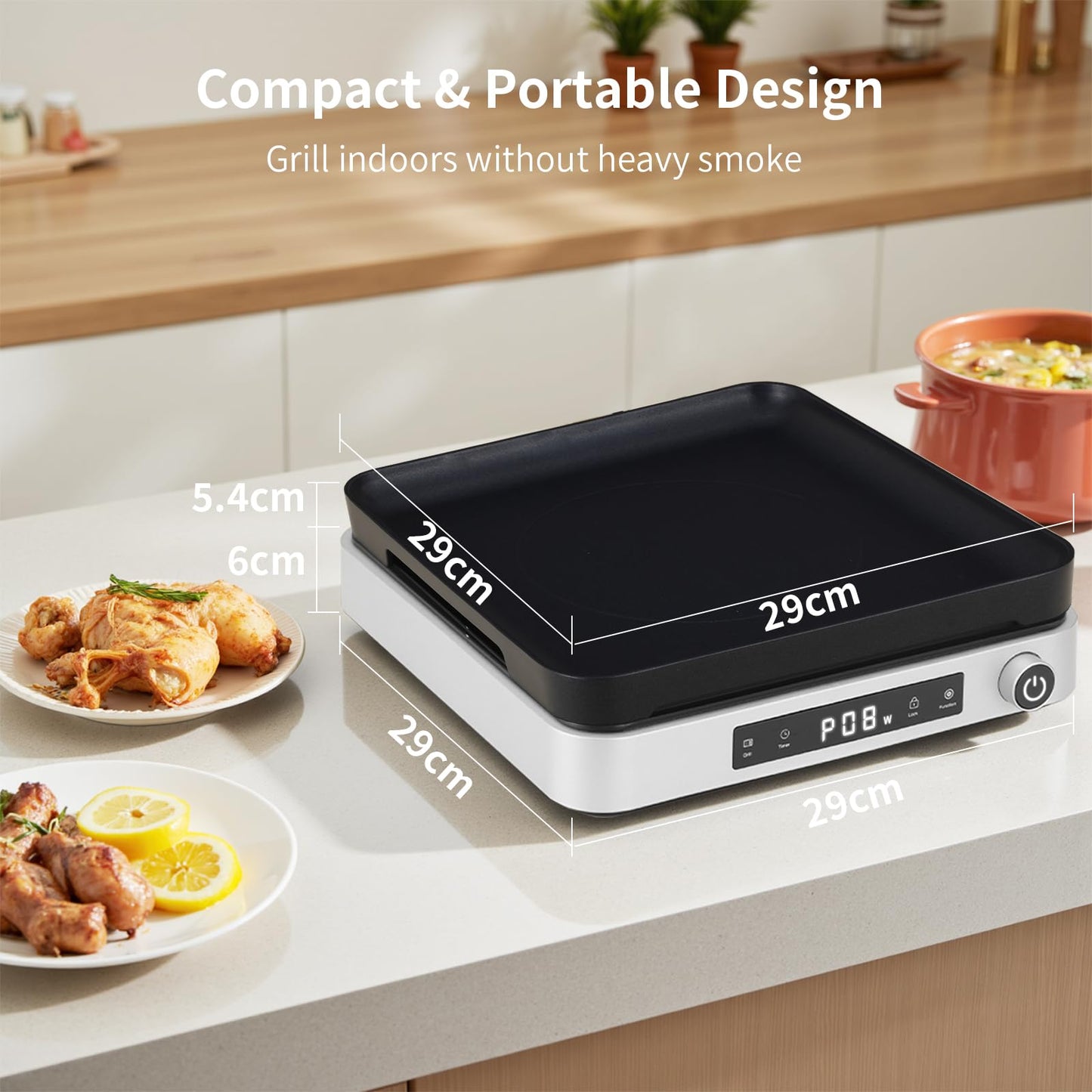 Cooktron 2-in-1 Induction Cooktop with Grill Pan – Portable 1 Burner Induction Hot Plate 1800W, Removable Griddle, 10 Power & 5 Temp Levels, Touch & Knob Control for Kitchen or RV Camping