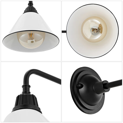 JONATHAN Y 9.63" White/Black 1-Light Farmhouse Outdoor Sconce, Industrial LED Wall Light, Gooseneck Arm Barn Lamp with Metal Bell Shade for Porch, Patio, Kitchen, LED Bulb Included JYL7612A