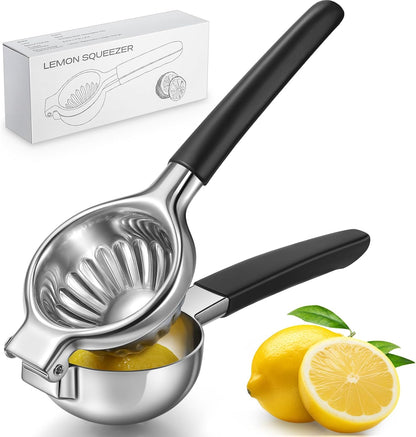 Sopito Stainless Steel Lemon Squeezer - Heavy Duty Citrus Press with Large Bowl & Non-Slip Grip