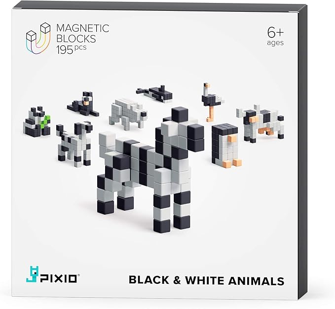 PIXIO Mini Magnetic Blocks &amp Magnetic Cubes for Kids – Tiny Magnets for Crafts STEM Building Set Sensory Learning Toys Creative Construction Kit with Animal Figures Ages 6+