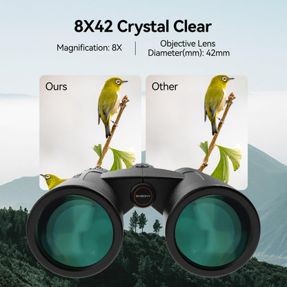 SVBONY Upgraded SV202 8x42 Binoculars for Adults, ED Binoculars for Bird Watching with Extra-Low Dispersion Objective Lens, BAK4 & FMC Optic System, 8°+Wide View Angle, IPX7 Waterproof for Cruise Ship