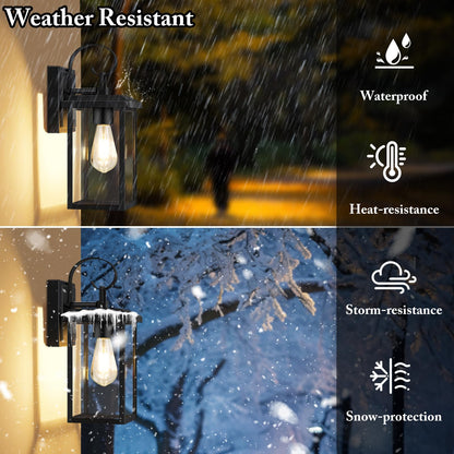 BesLowe Outdoor Wall Light Fixtures, 15in Waterproof Sconces, Matte Black, 2-Pack, Model 10233M