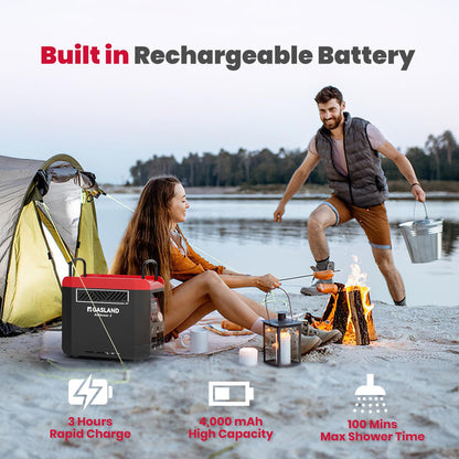 GASLAND Goshower G3Pro 1lb Propane Portbale Water Heater with Pump | 4000mAh Rechargeable Battery | MAX 100mins Shower Time | Outdoor Propane Camping Shower Heater | Overheating Protection