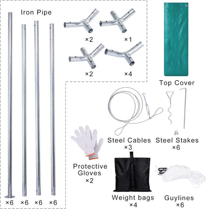 Voysign 10'x20' Carport Heavy Duty Galvanized Car Canopy with Included Anchor Kit, 3 Reinforced Steel Cables, Green