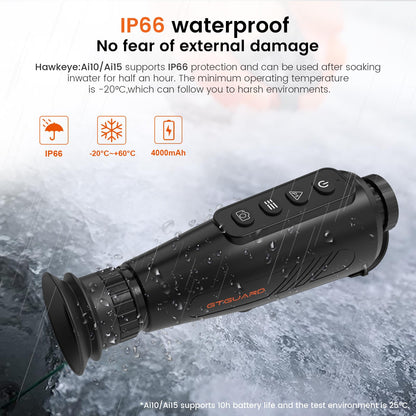GTGUARD AI15 Thermal Monocular 384x288 (50Hz) HD Night Vision with 15mm Focal Lens, 8X Zoom, Wi-Fi Hotspot Multiple Scene Modes for Hunting Travel Outdoor Camping