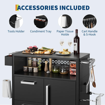 Heavy-Duty Outdoor Grill Cart with Stainless Steel Prep Table,Mobile BBQ Island Cart with Spacious Storage Cabinet & Lockable Wheels, Multi-Function Patio Kitchen Station for Grilling & Outdoor