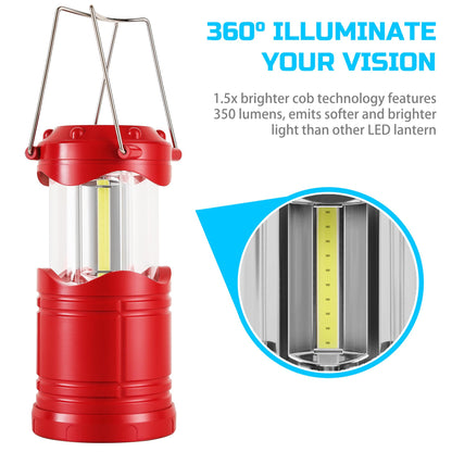 Lichamp LED Camping Lantern, 4 Pack Battery Powered, Portable Collapsible Light, Red, Model CLS-B004RD