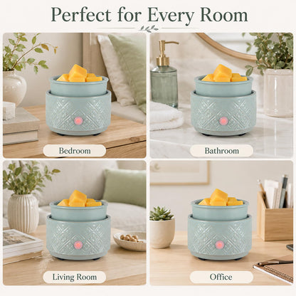 Wax Melt Warmer for Scented Wax,3-in-1Ceramic Wax Warmer Fragrances Candle Oils, Home Fragrance Burner,Electric Candle Warmer Perfect Christmas Gifts for Mom Women(Gree)