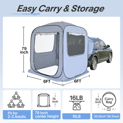 Alvantor® Tailgate SUV Tent for Cars – 6x6x6.6ft Waterproof & UV-Resistant Car Camping Tents with Full Mesh & PVC, Fits SUV, MPV – Portable Instant Setup Tent for 2-3 People