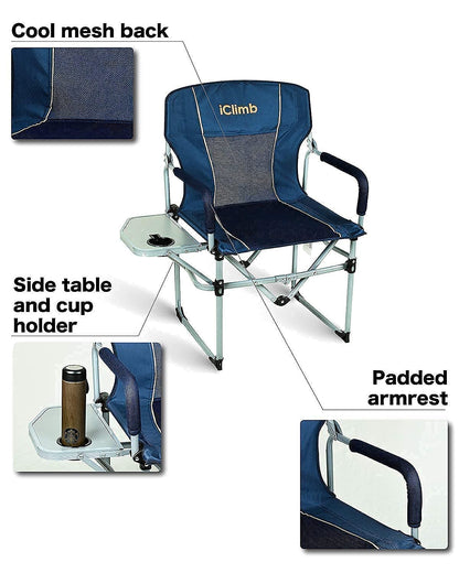 iClimb 1 Heavy Duty Compact Folding Chair and 1 3M Thinsulate Insulation Warm Blanket Bundle for Adults Camping