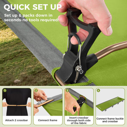 KingCamp Ultralight Camping Cot, Portable Folding Tent Camping Cot, 265 Lbs Heavy Duty Sleeping Cot with Pillow for Adults Outdoor Backpacking Travel Hiking, Green